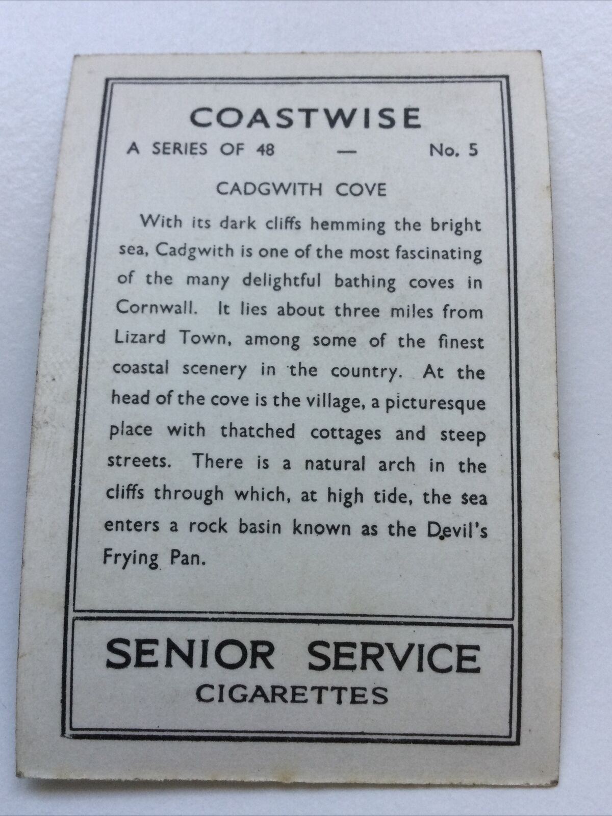 Vintage Photo Cigarette Card CADGWITH COVE 1939 1930s Senior Service Coastwise 5