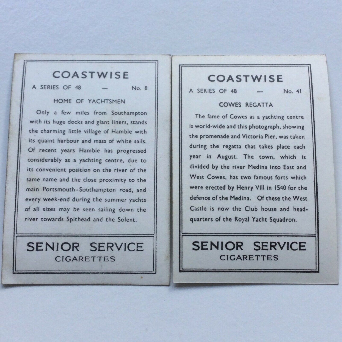 Vintage Photos Cigarette Cards Yachts Yachting 1939 1930s COASTWISE Cowes Hamble