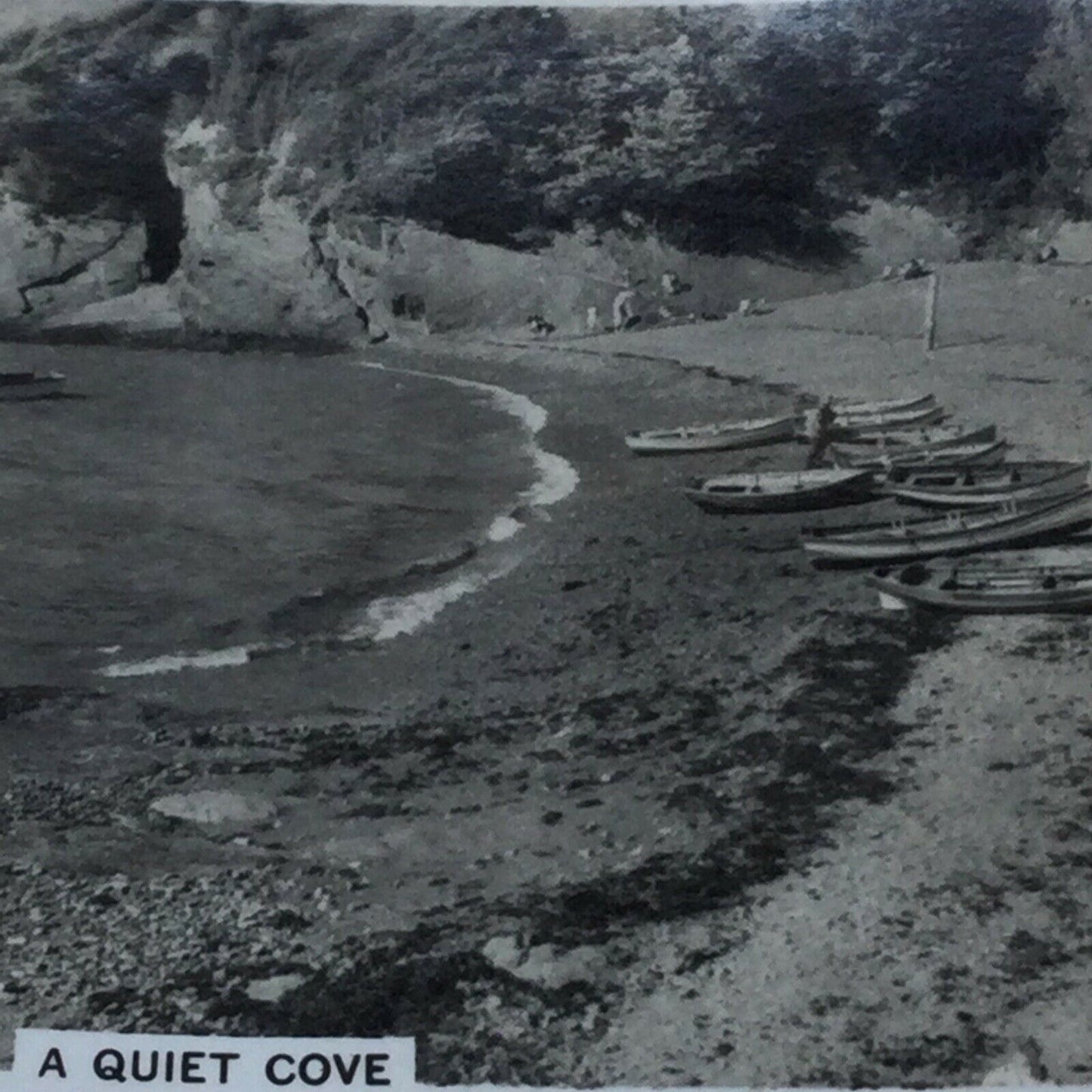 Vintage Photo Cigarette Card 1939 1930s Devon Combe Martin A QUIET COVE Beach