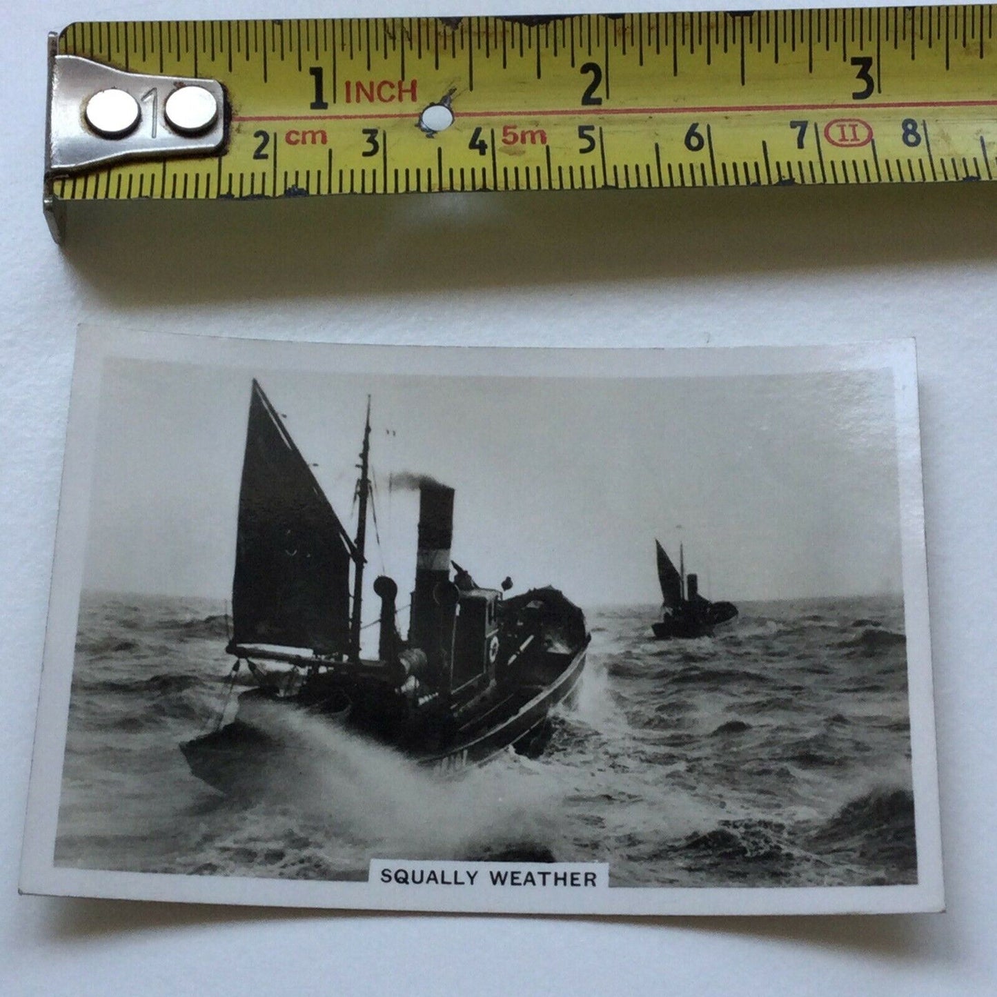 Vintage Photo Cigarette Card 1939 1930s Herring Fleet Lowestoft ‘Squally Weather' Card no. 9