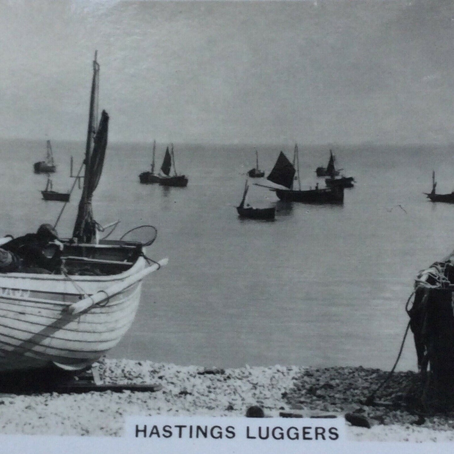 Vintage Photo Cigarette Card 1939 1930s Hastings Lubbers Fishing Beach Boat