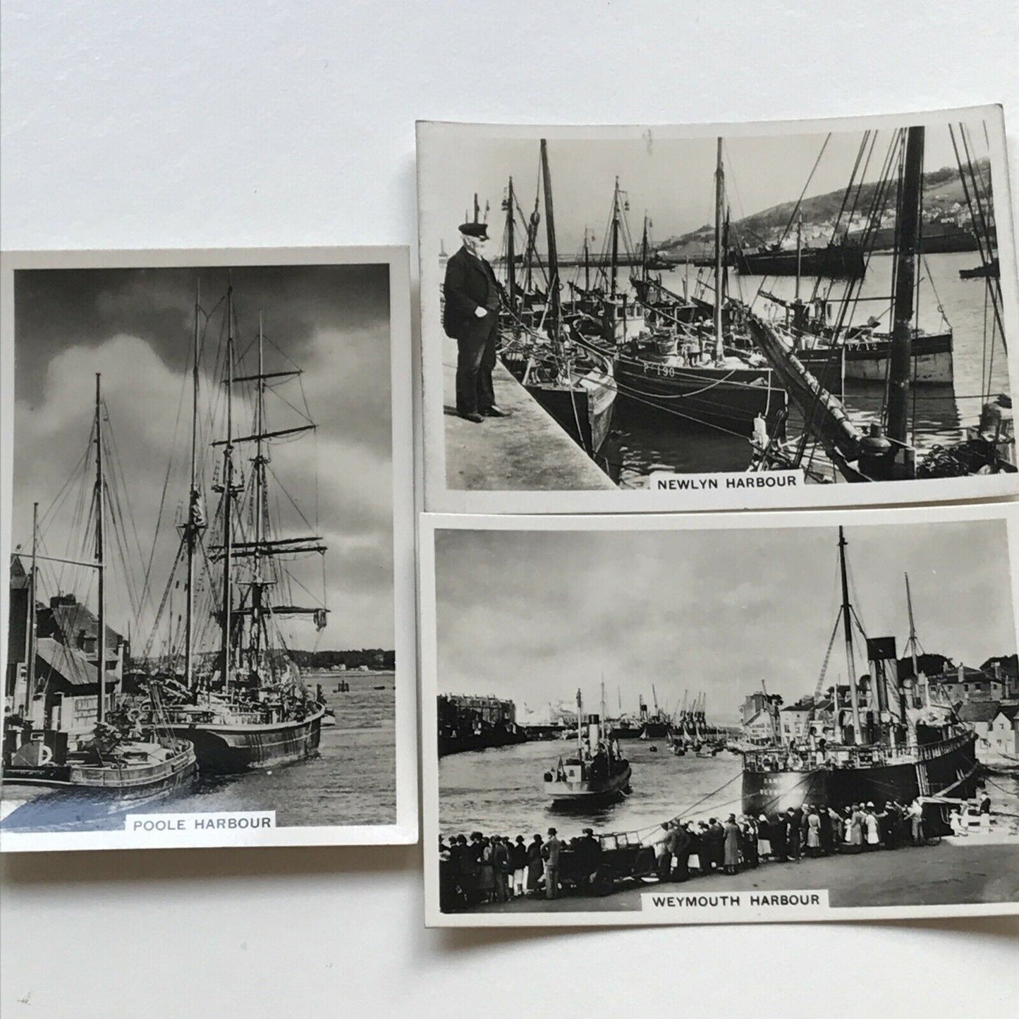 3 x Vintage Photo Cigarette Cards 1939 1930s Harbours Poole Weymouth Newlyn