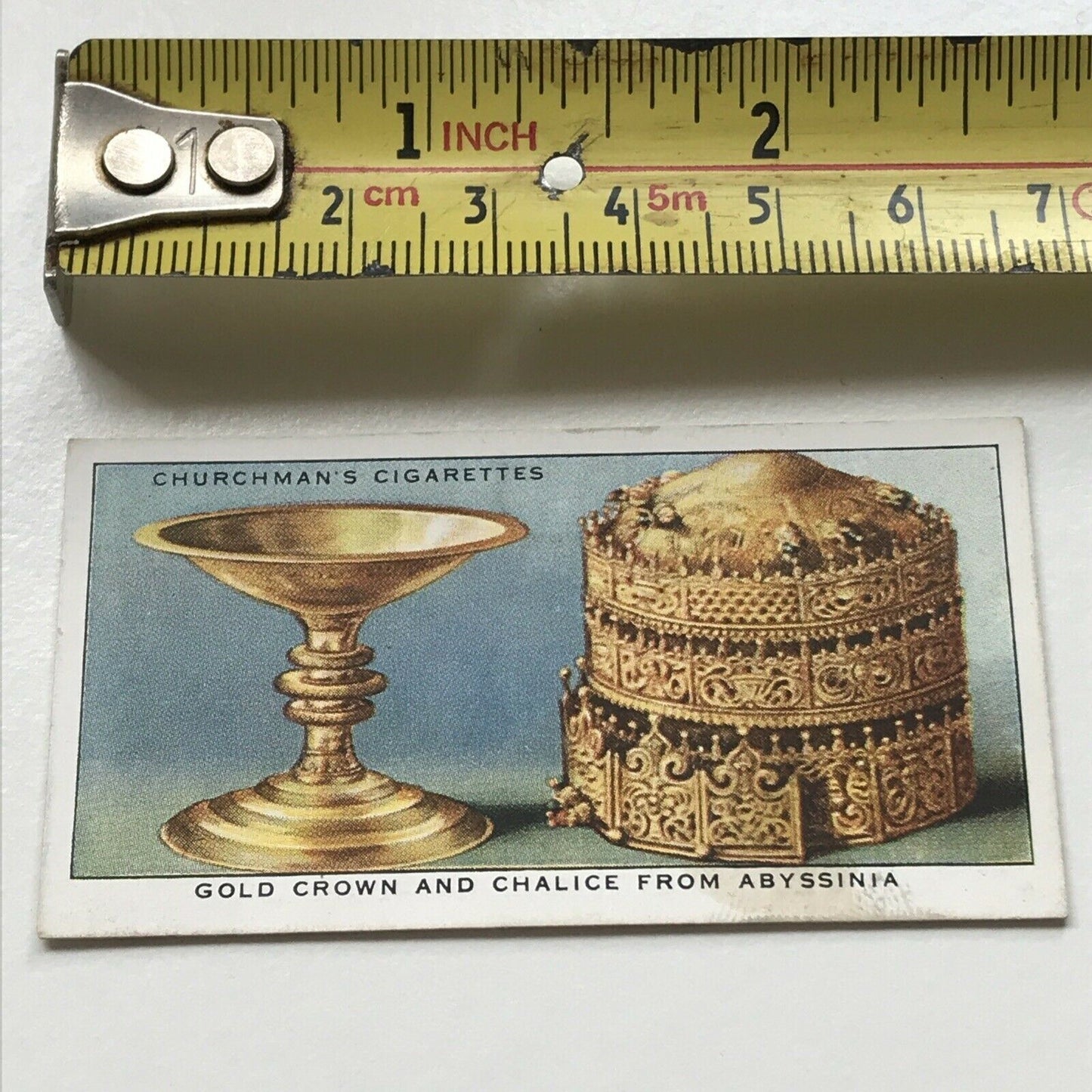 Churchmans Cigarette Card Treasure Trove #32 Gold Crown & Chalice From Abyssinia