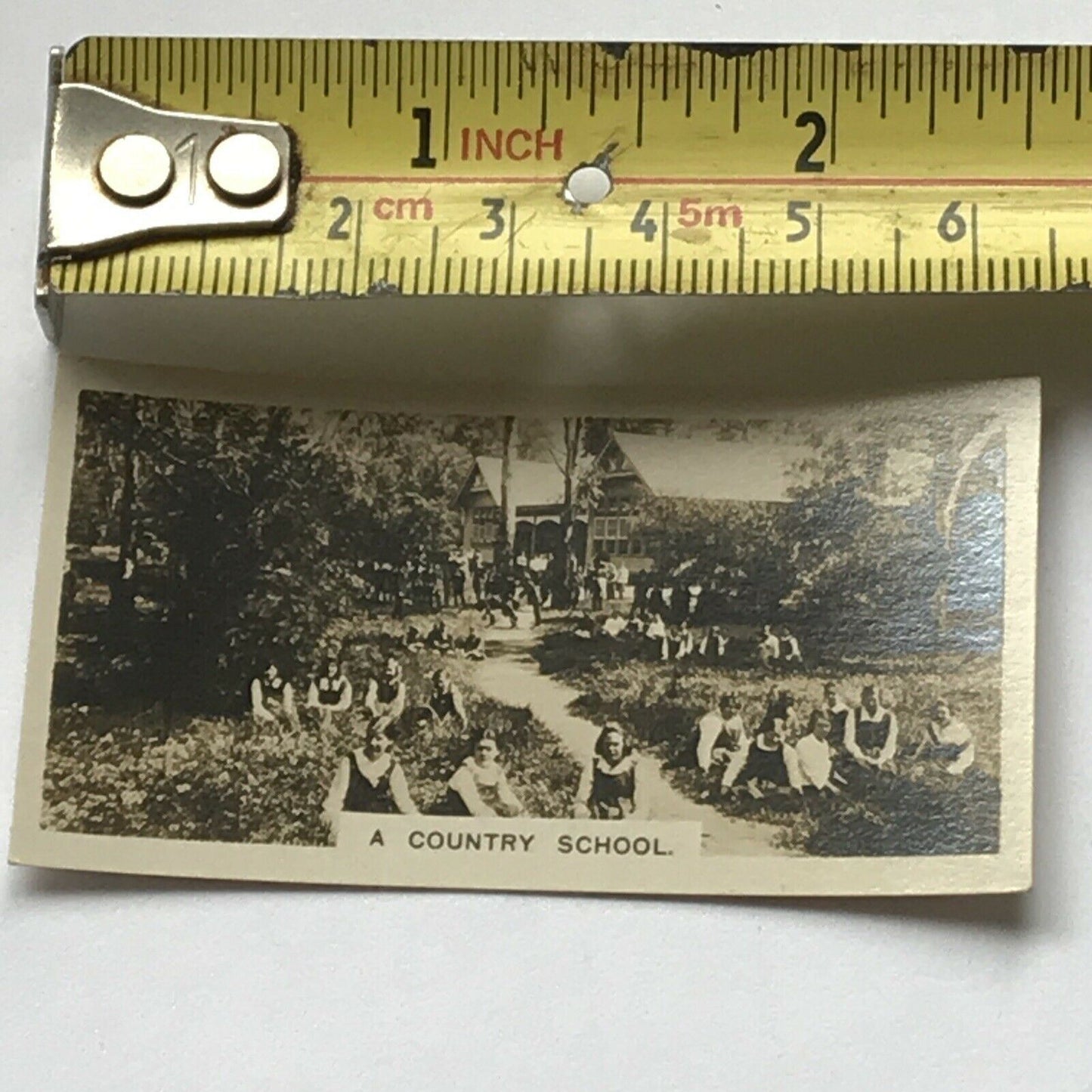 A COUNTRY SCHOOL Vintage Photo (cigarette Card?) AUSTRALIA Lessons Outside