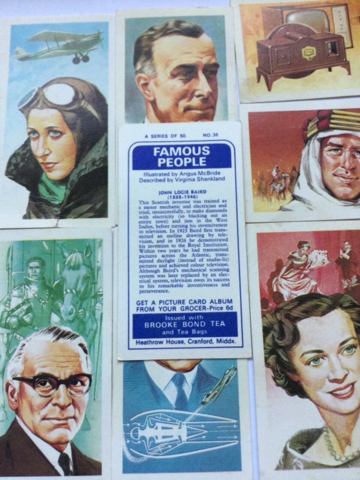 FAMOUS PEOPLE Brooke Bond Tea Cards 1869-1969 Sold Individually  take your pick