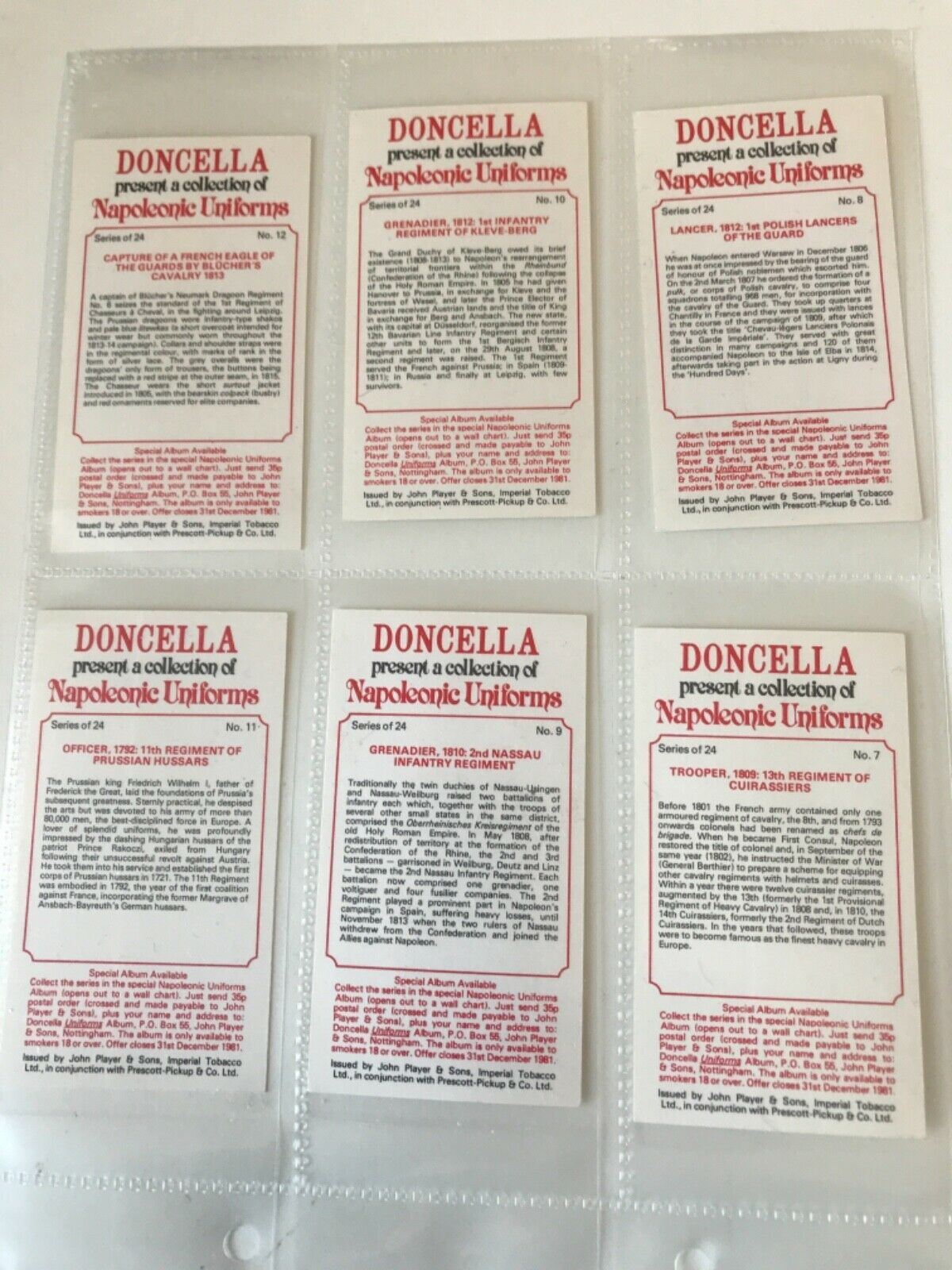 The Doncella Collection Of Napoleonic Uniforms - Complete set of 24 cards