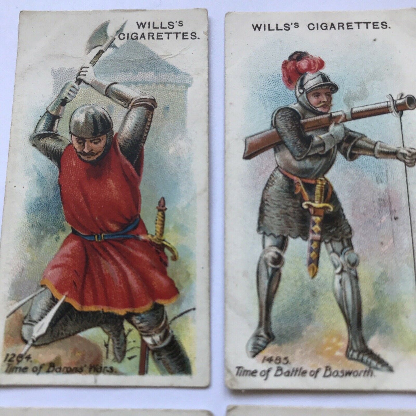 6 x ARMS AND ARMOUR WILLS CIGARETTE CARDS Nos. 1 16 27 35 38 and 46