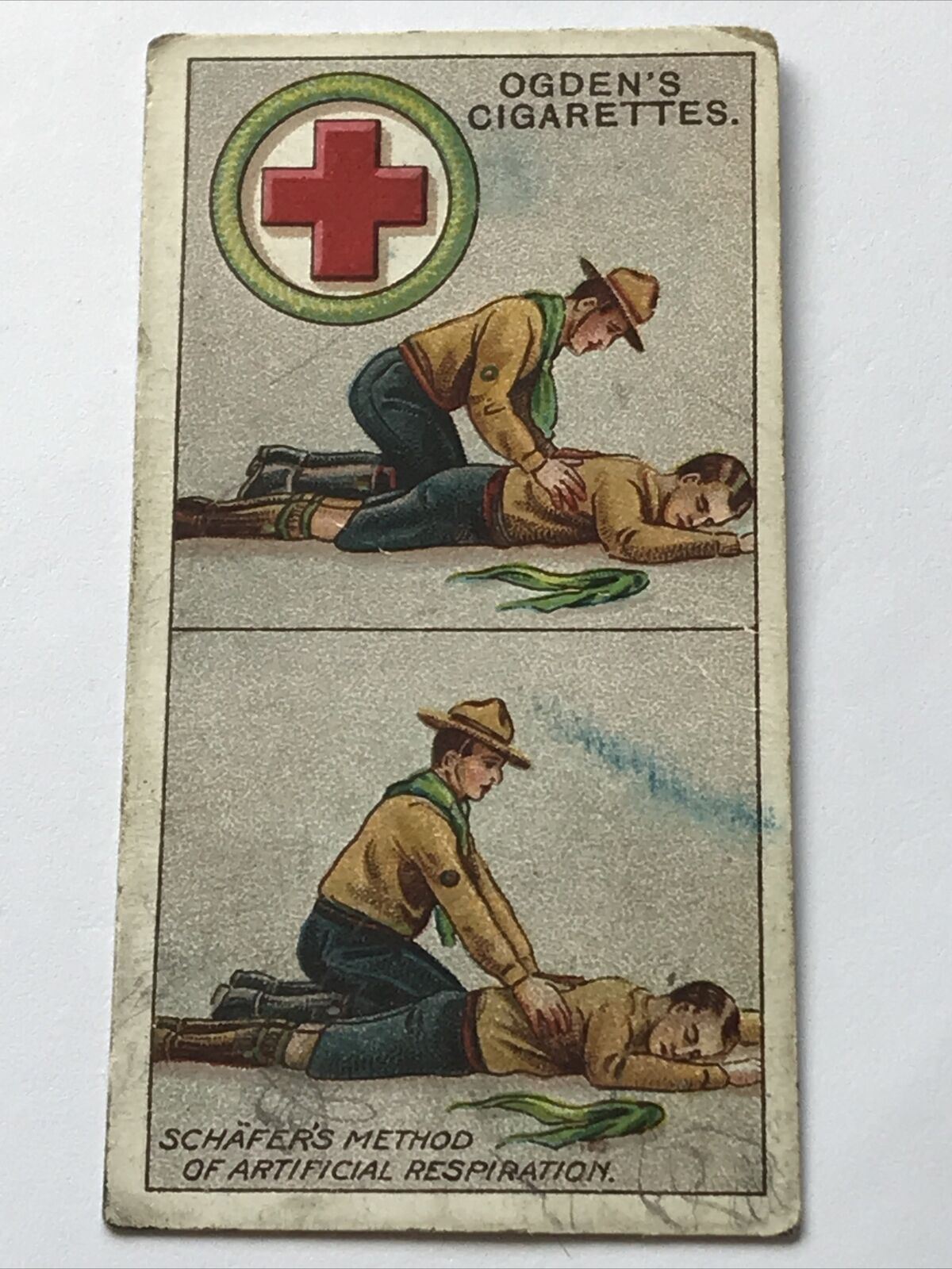 Schäfers Method Of Artificial Respiration OGDENS CIGARETTE Card #116 BOY SCOUTS