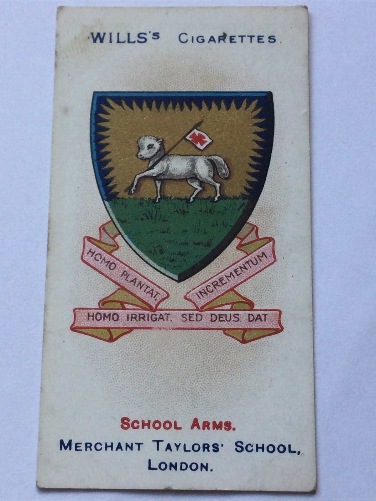 MERCHANT TAYLORS SCHOOL LONDON WILLS CIGARETTE CARD #44 School Arms Founded 1561