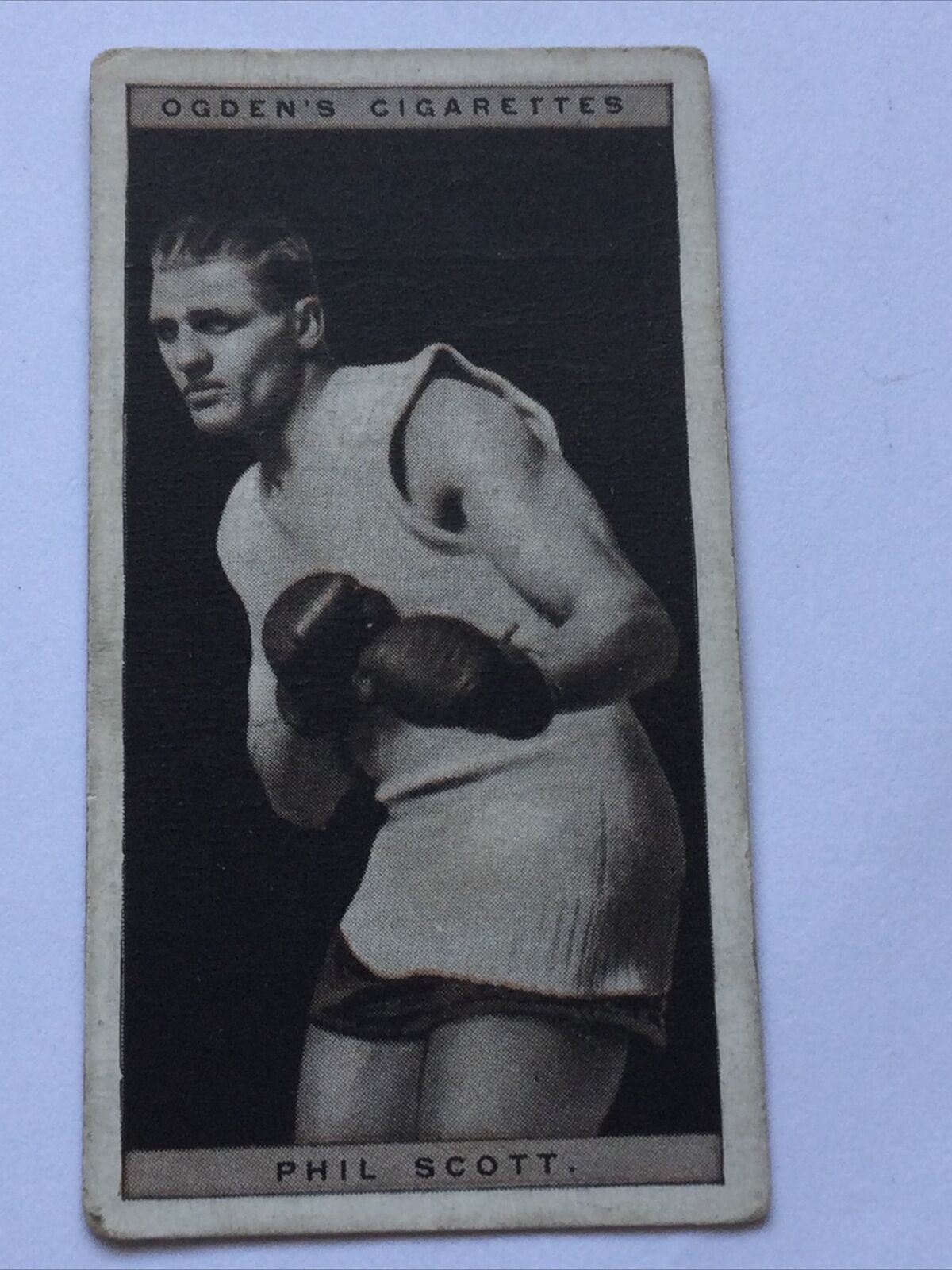 PHIL SCOTT VINTAGE CIGARETTE CARD Ogden’s PUGILISTS IN ACTION #38 1920s Boxing