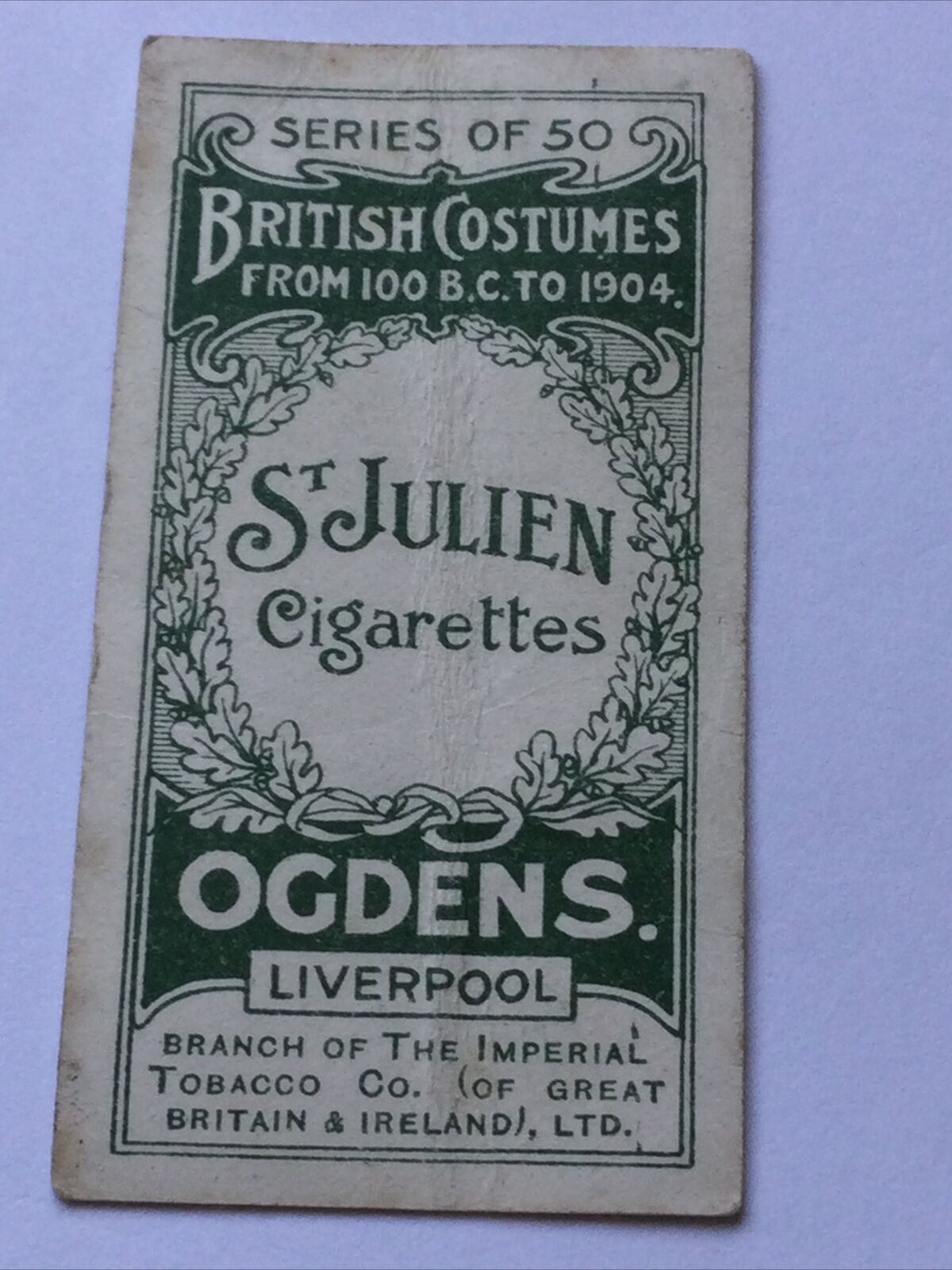 TIME OF WILLIAM IV 1830 VINTAGE CIGARETTE CARD Ogden’s British Costumes To 1904