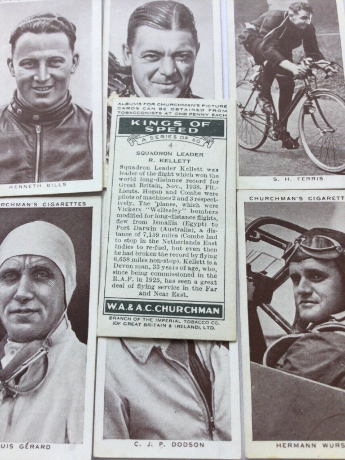 KINGS OF SPEED Churchman's Cigarette Cards - Take Your Pick - sold individually