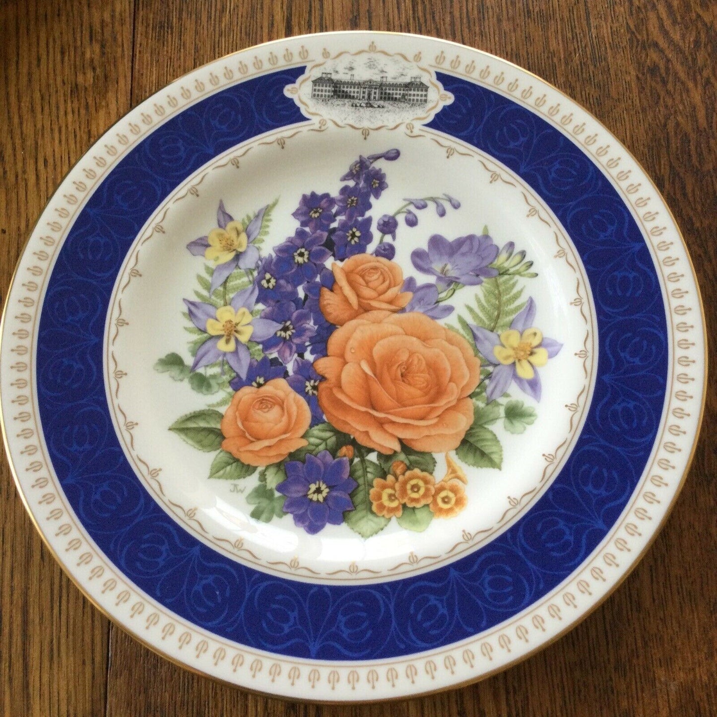 Chelsea Flower Show RHS Collectable Plate 1988 ‘Chelsea Anniversary’ Royal Worcester. Beautiful floral plate. Blue and peach.