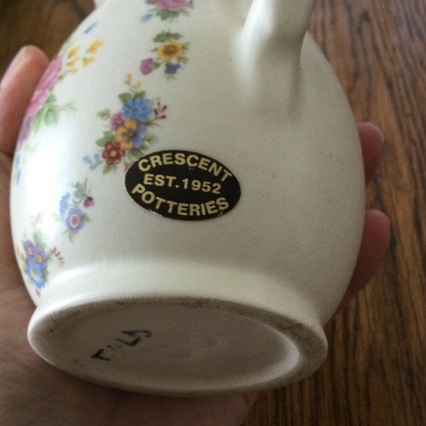 Pretty Vintage Floral Jug Cream With Pastel Flowers Crescent Potteries Farmhouse