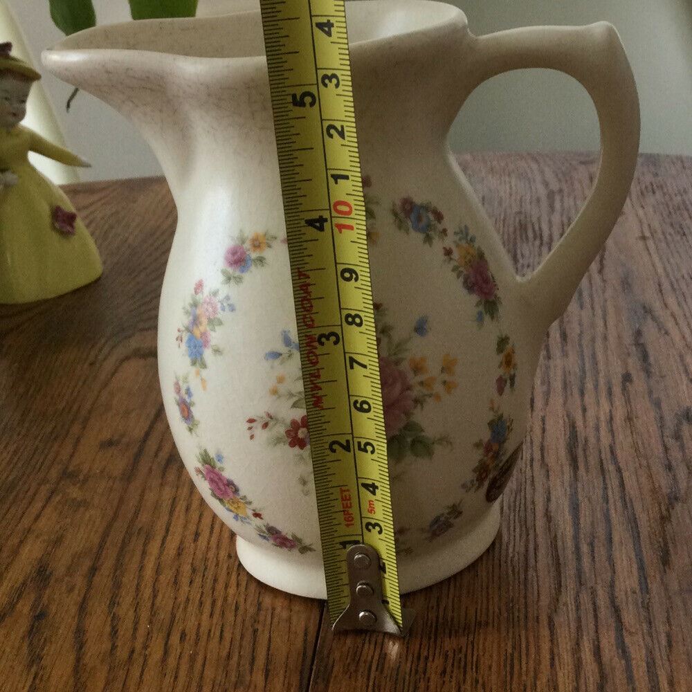 Pretty Vintage Floral Jug Cream With Pastel Flowers Crescent Potteries Farmhouse