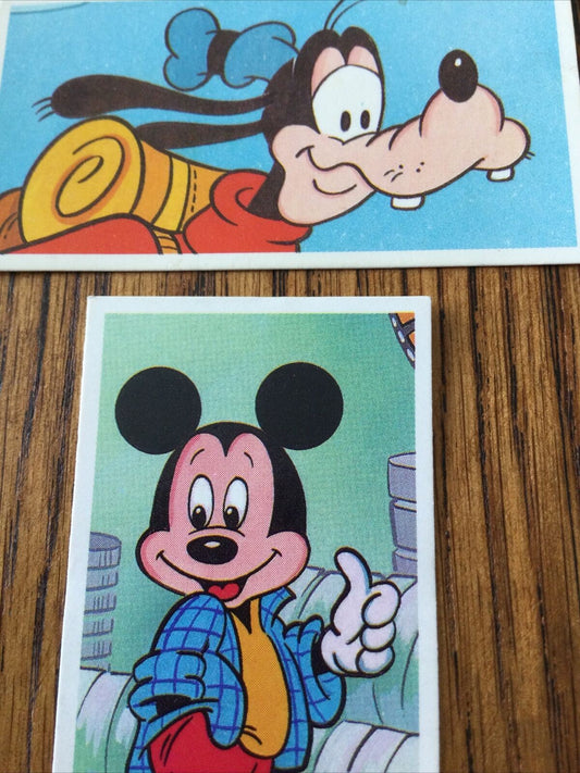 Vintage DISNEY Brooke Bond Cards x2 MICKEY MOUSE GOOFY 1989 80s Memorabilia