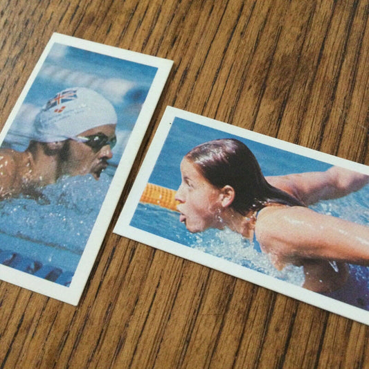 OLYMPICS SWIMMING GOLD MEDALISTS Brooke Bond Tea Cards Olympic Greats #30 #31