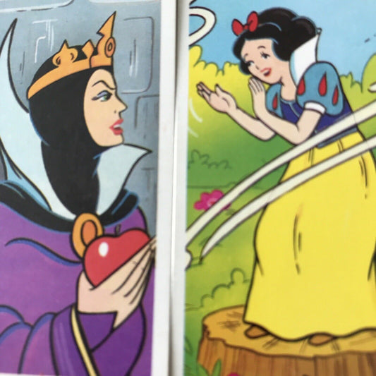 DISNEY Snow White Seven Dwarfs Brooke Bond Tea Cards x2 SNOW WHITE WICKED QUEEN