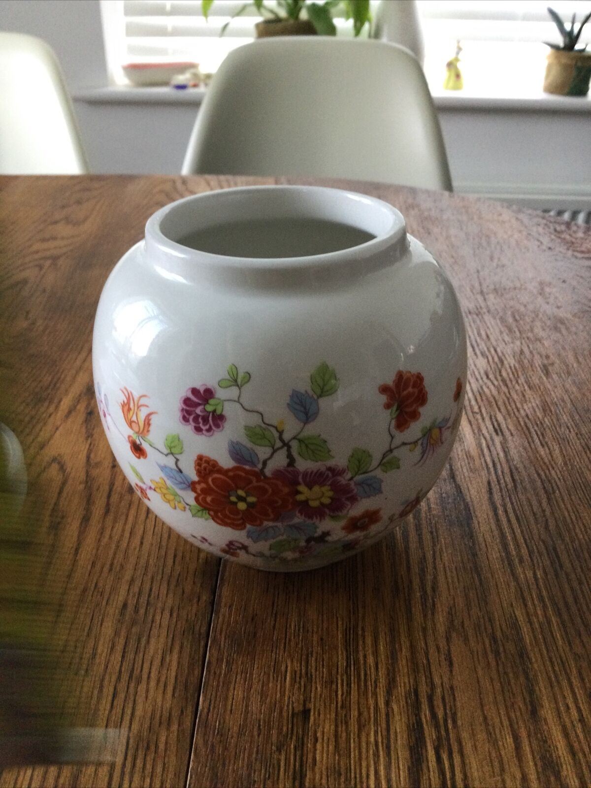 Vintage Sadler Ginger Jar Lidded Pot. Floral Bright Multicoloured Orange Purple