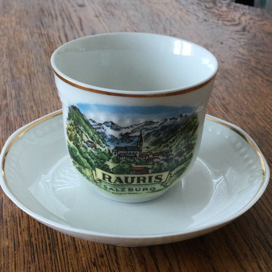 Vintage Souvenir RAURIS SALZBURG Austria Cup & Saucer. Made in Germany by Scherzer Bavaria