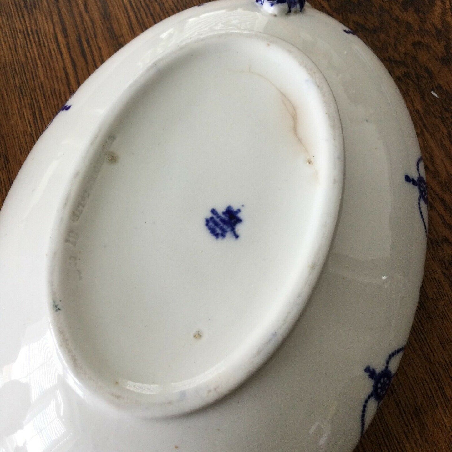 English Blue And White Antique China Lidded Tureen ‘Luna’? Elegant Piece. Victorian / Edwardian