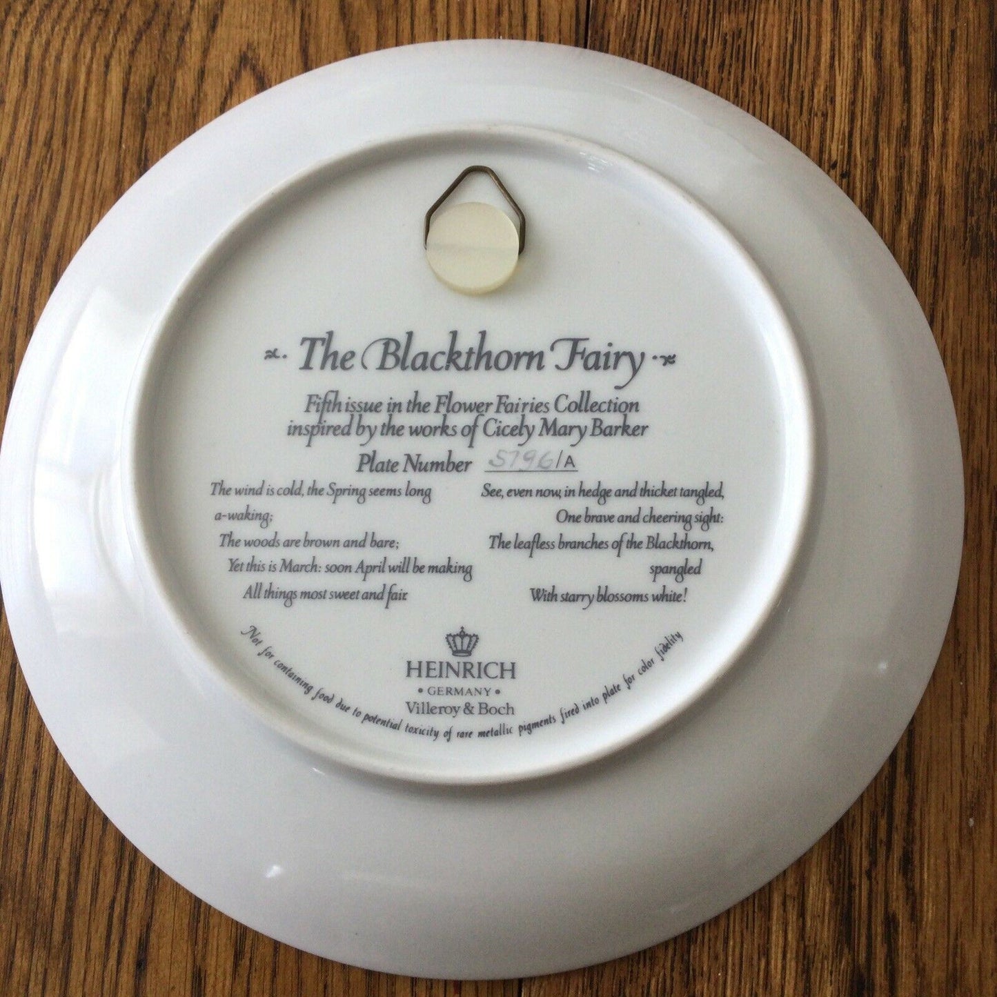 BLACKTHORN FAIRY VILLEROY & BOCH HEINRICH FLOWER FAIRY plate Cicely Mary Barker