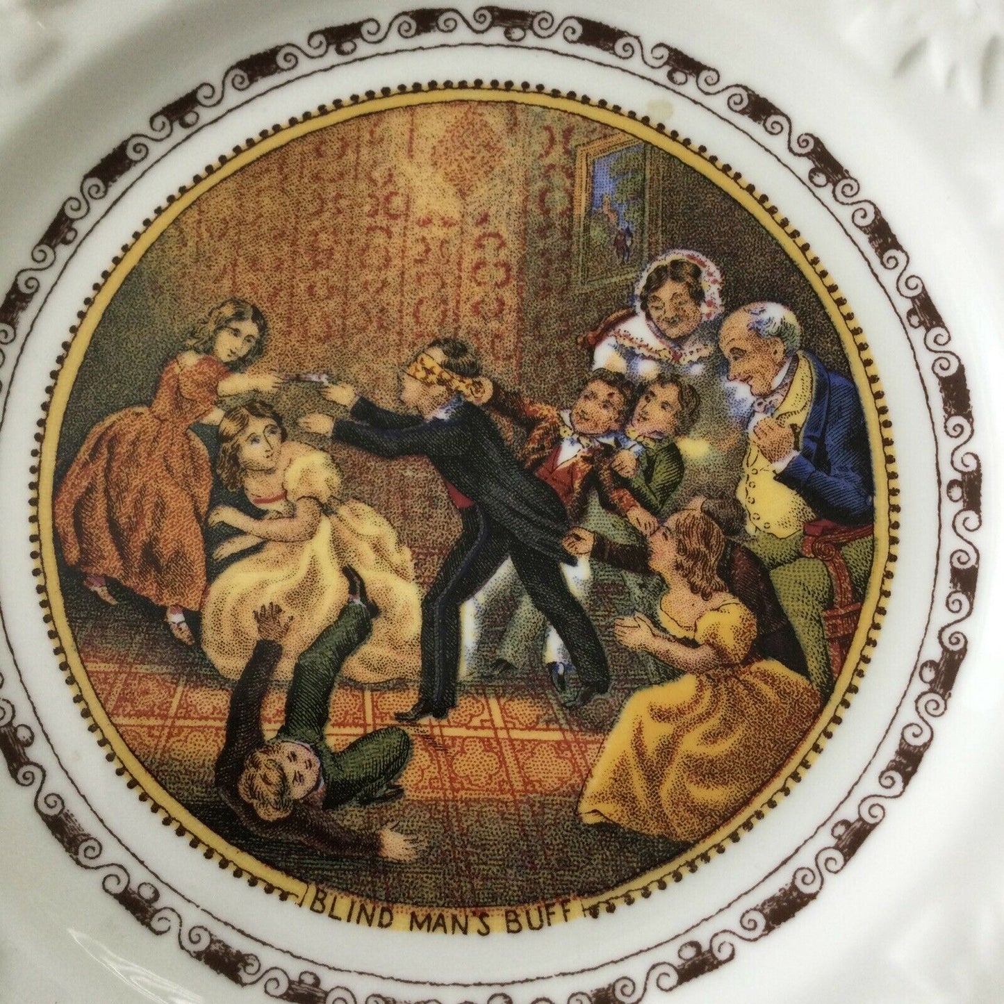 Coalport Collectable Christmas Plate 1980 Blind Mans Buff Image Pratt Print