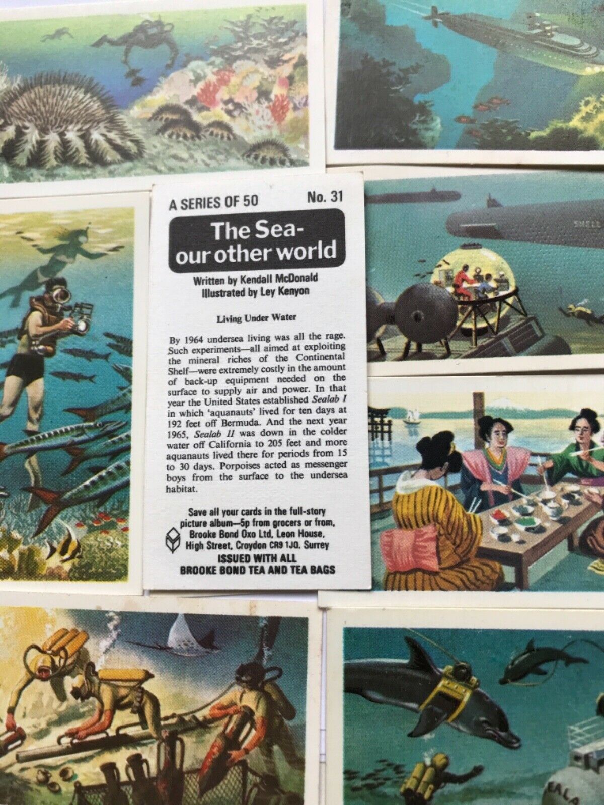 THE SEA - OUR OTHER WORLD Brooke Bond Tea Cards - sold individually. 1970s cards.