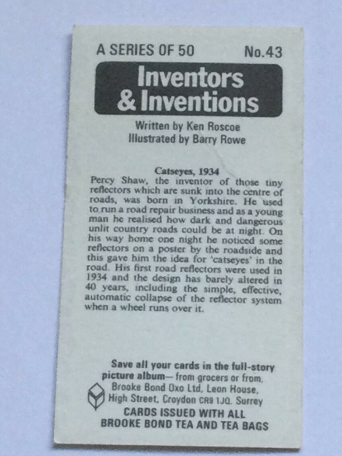 INVENTORS & INVENTIONS Brooke Bond Tea Cards - sold individually take your pick