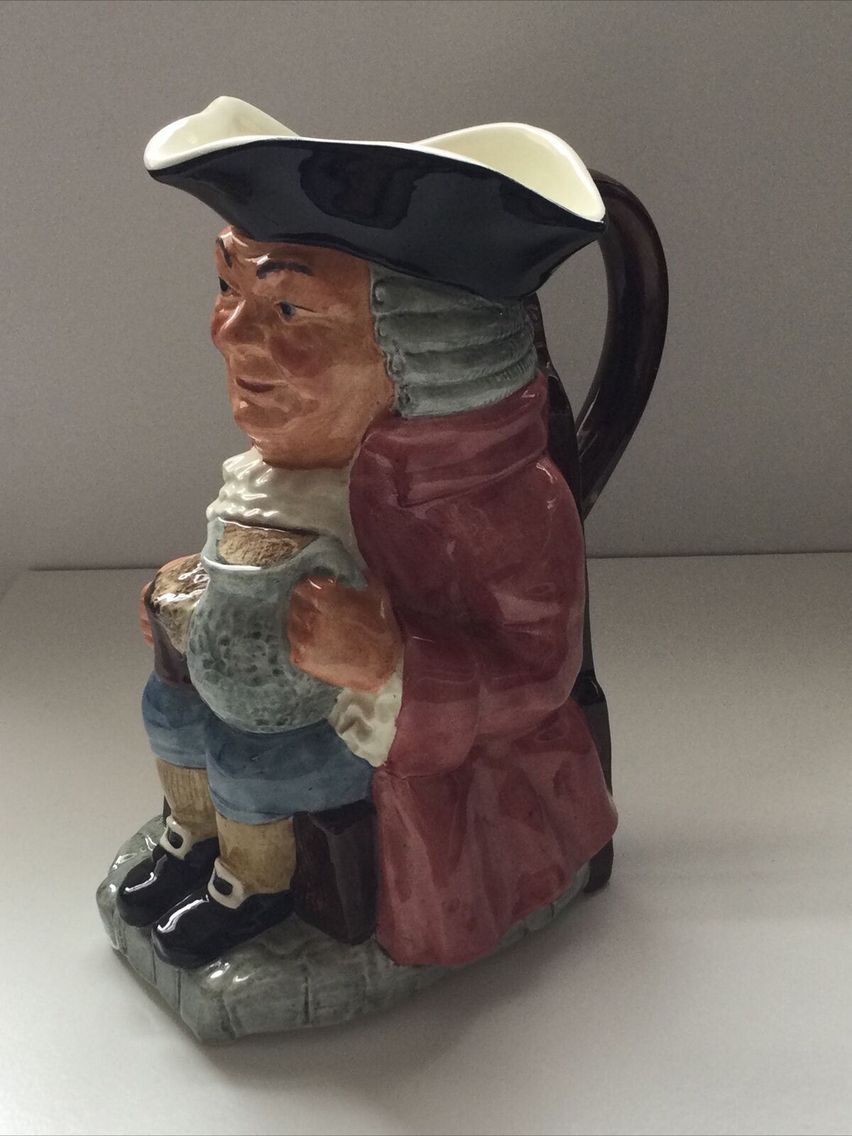 KELSBORO WARE TOBY CHARACTER JUG Man With Jug And Beer Black Hat Wig Pink Coat