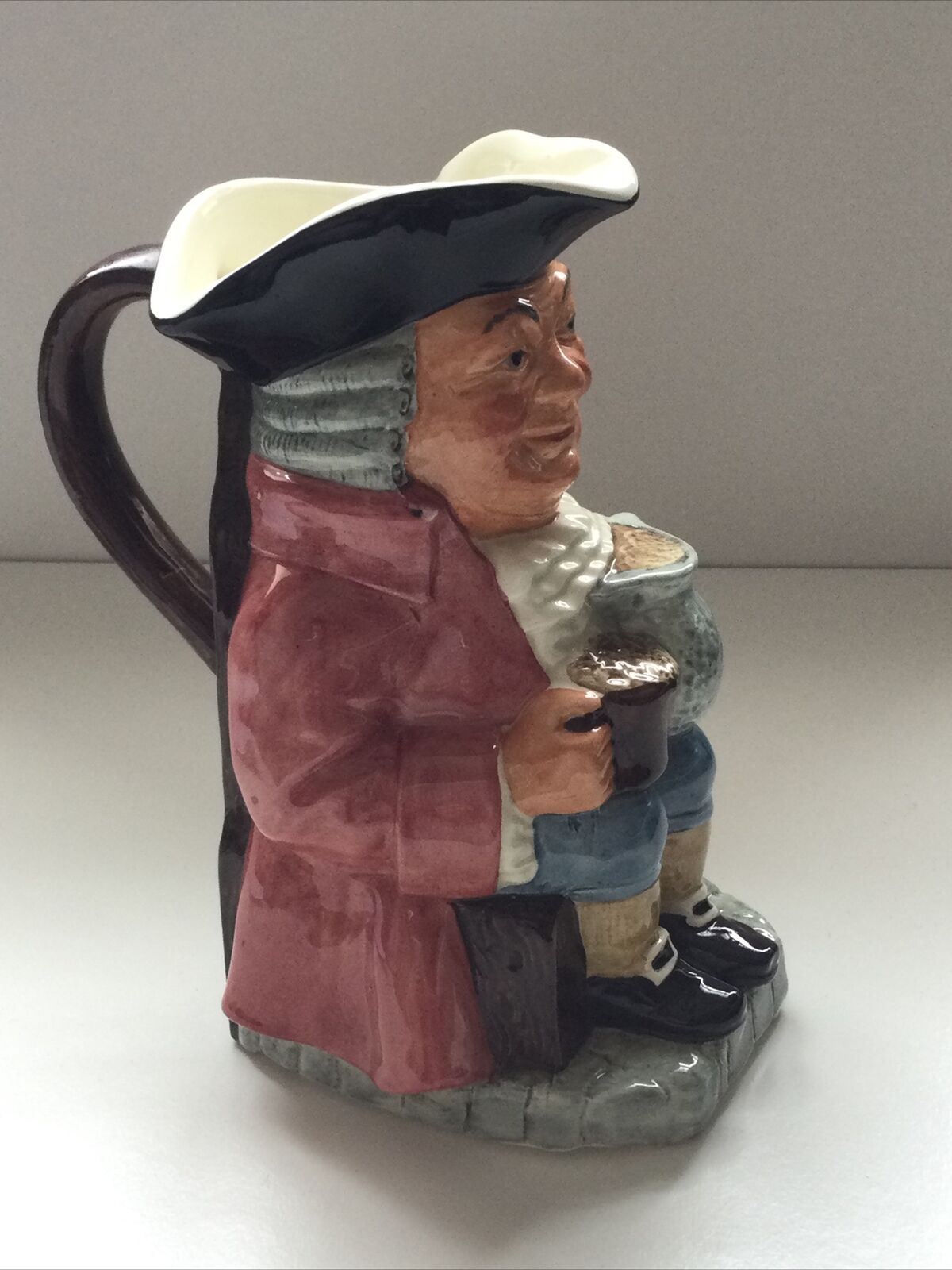 KELSBORO WARE TOBY CHARACTER JUG Man With Jug And Beer Black Hat Wig Pink Coat