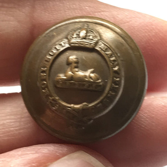 Vintage British Military Button - SPHINX - HONI SOIT QUI MAL Y PENSE - 19mm Brass