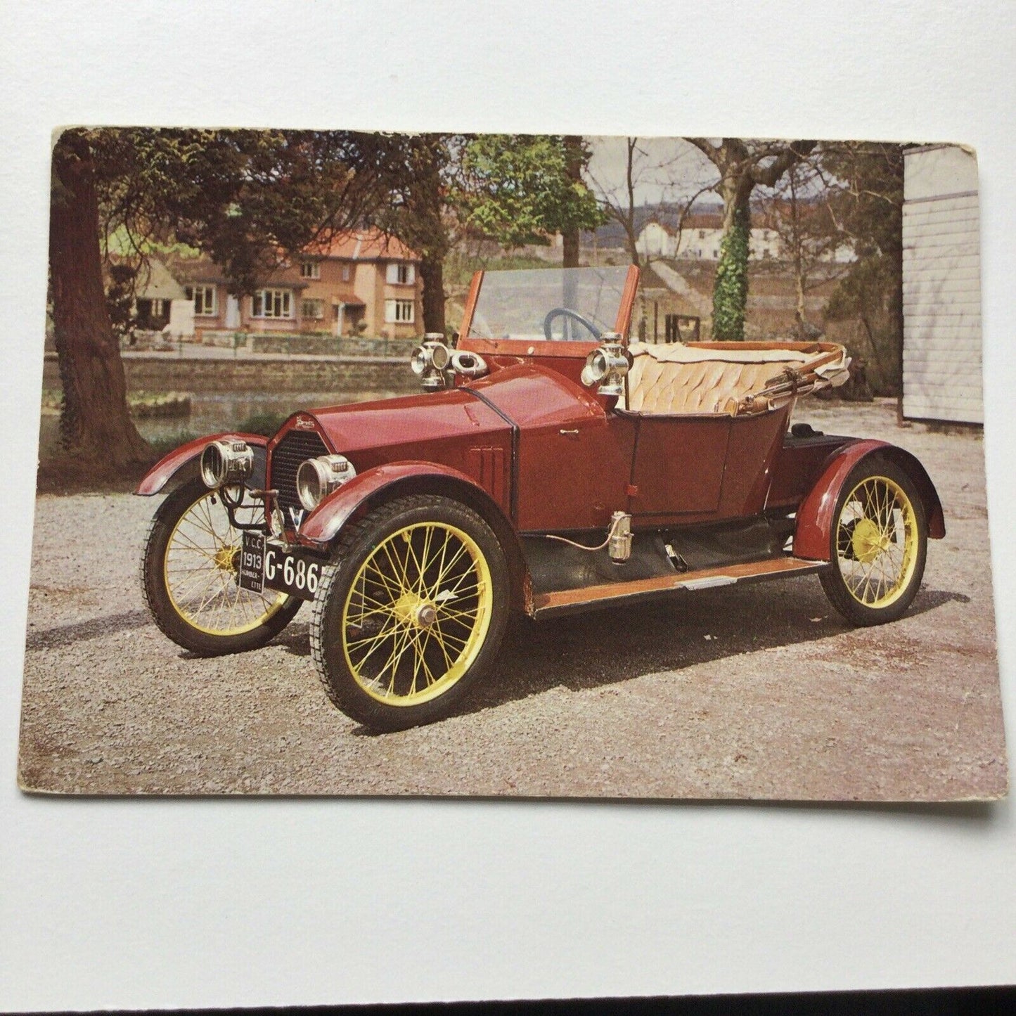 Vintage Car Postacard 1913 HUMBERETTE Cheddar Motor Museum Spoke Wheels Red