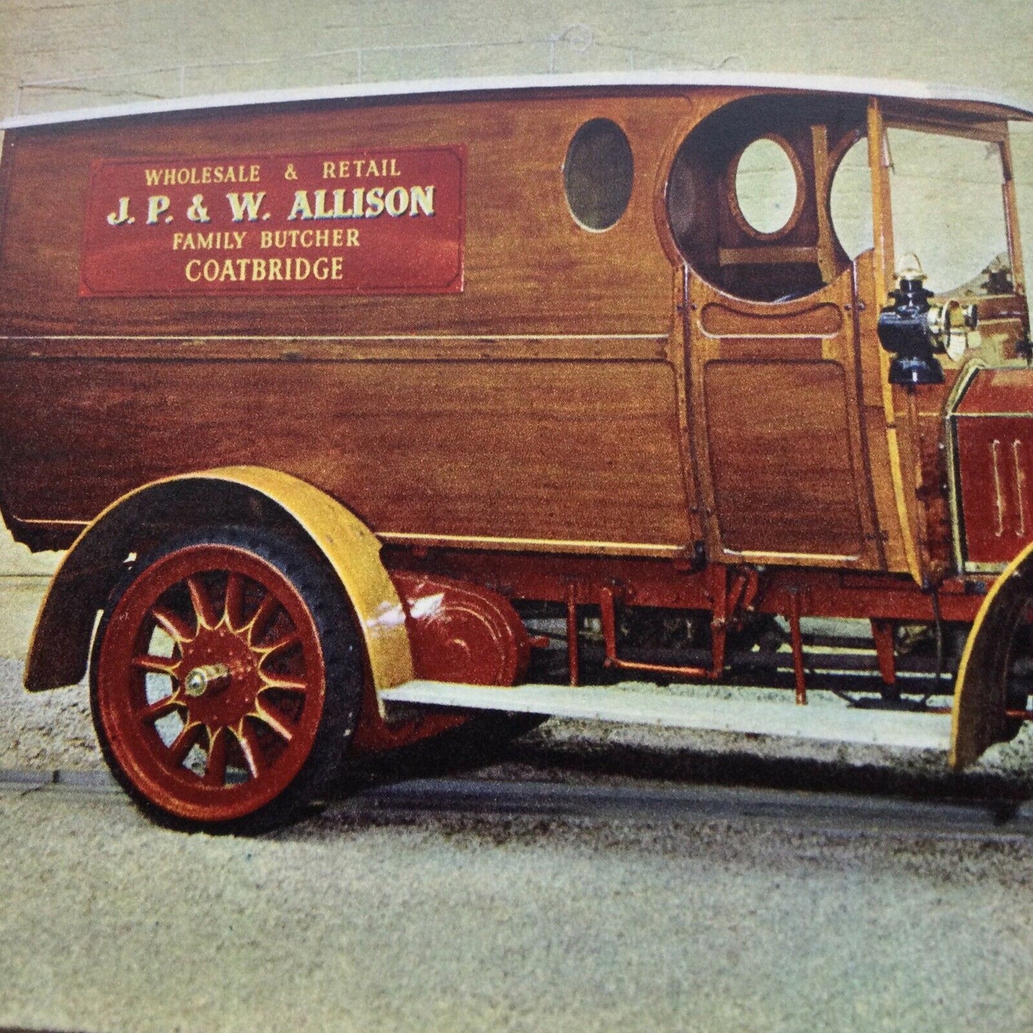 Vintage Car Postcard 1910 ALBION VAN Butchers Van JP & W Allison Coatbridge