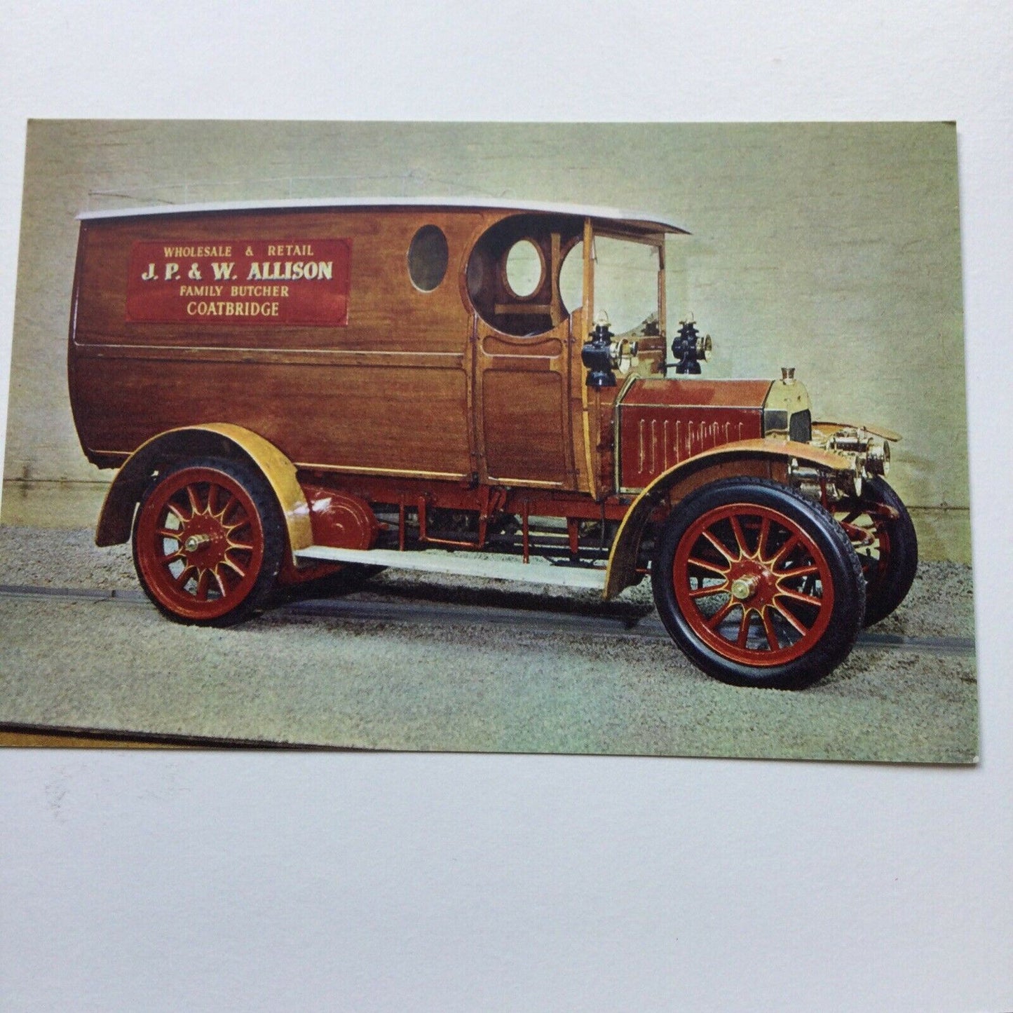 Vintage Car Postcard 1910 ALBION VAN Butchers Van JP & W Allison Coatbridge