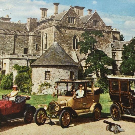 Vintage Car Postcard Outside Palace House, Beaulieu. Delage, Model T Ford, Renau