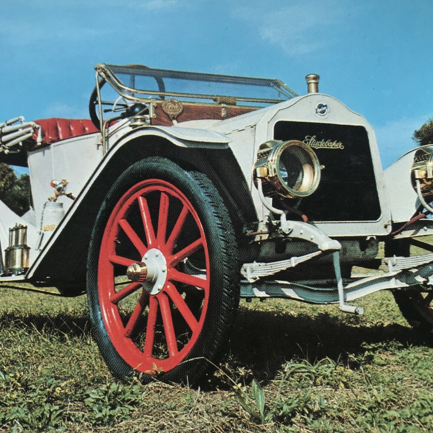 Vintage Car Postcard 1911 STUDEBAKER ROADSTER White And Red Dennis Productions