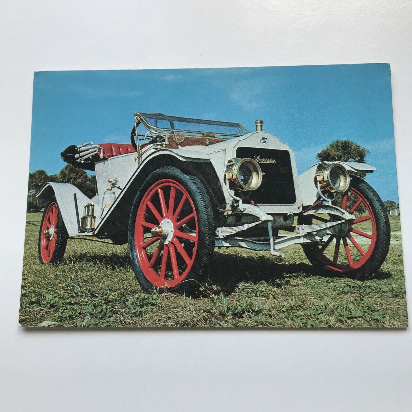 Vintage Car Postcard 1911 STUDEBAKER ROADSTER White And Red Dennis Productions