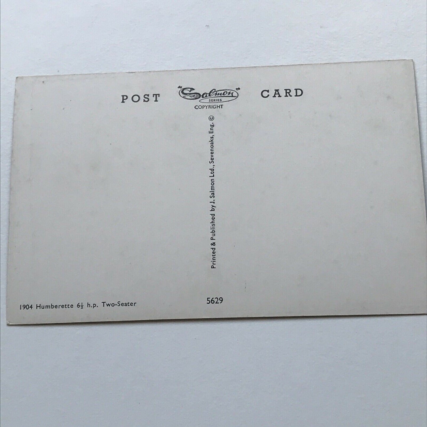 Vintage Car Postcard 1904 HUMBERETTE 6.5hp Two-seater