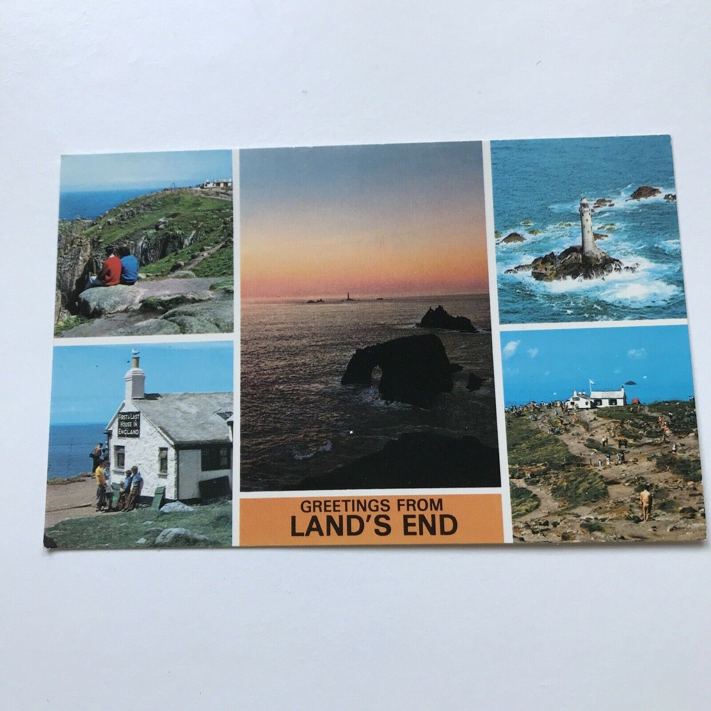 Land’s End Postcard Cornwall First And Last House Lighthouse Sunset Cliffs Rocks