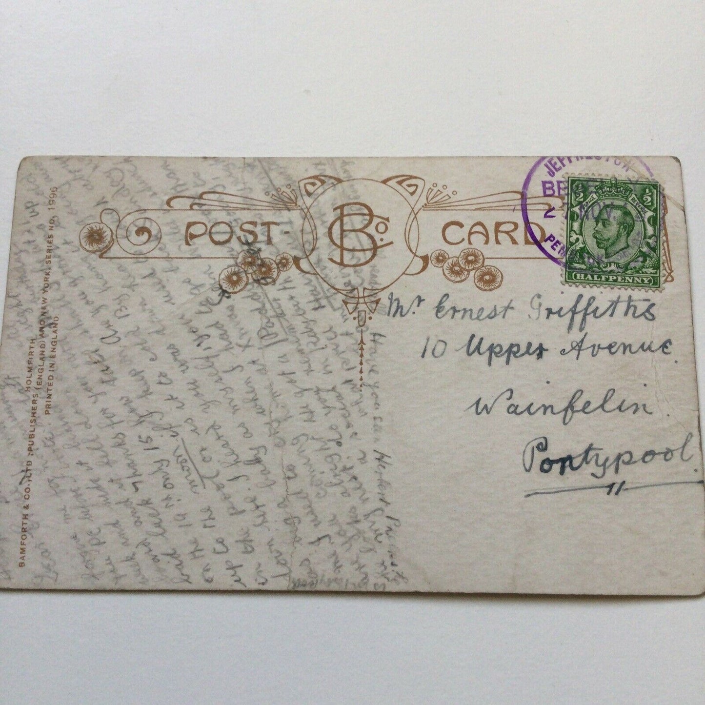 Funny Antique Postcard 1912. Moving Note On It From 15 Year Old Social History