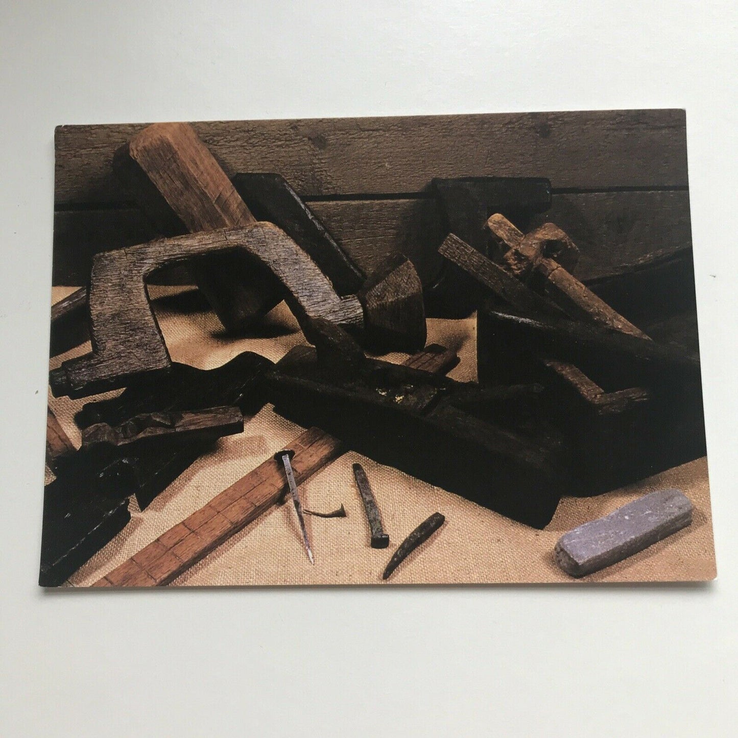 Postcard Of MARY ROSE CARPENTRY TOOLS MALLET BRACE PLANES RULERS MORTICE GAUGE