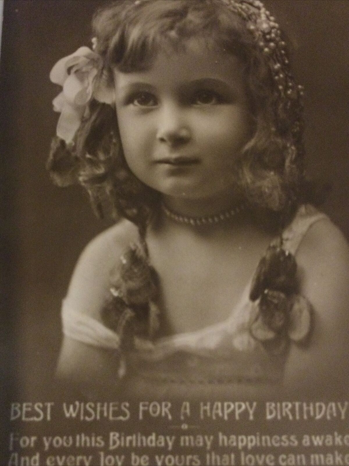 Antique Birthday Greetings Postcard. Photo Of Sweet Little Girl. Our Darling.