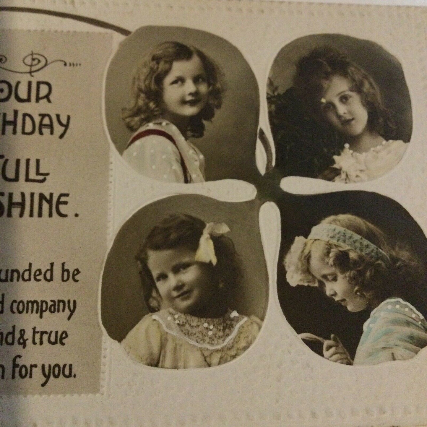 Antique Greetings Postcard Cute Children May Your Birthday Be Full Of Sunshine