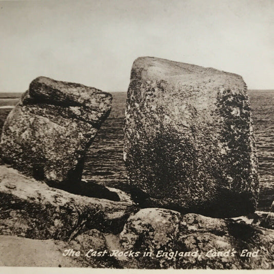 Vintage Black & White Postcard THE LAST ROCKS IN ENGLAND LANDS END Seascape