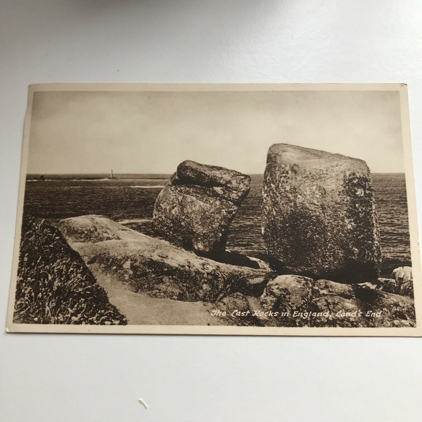 Vintage Black & White Postcard THE LAST ROCKS IN ENGLAND LANDS END Seascape