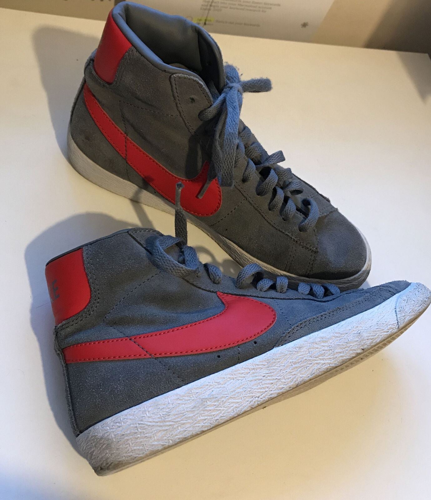 Nike Blazer Mid 77 UK 4 / 36.5 Grey And Red. Suede. High Tops, Baseball Boots Trainers