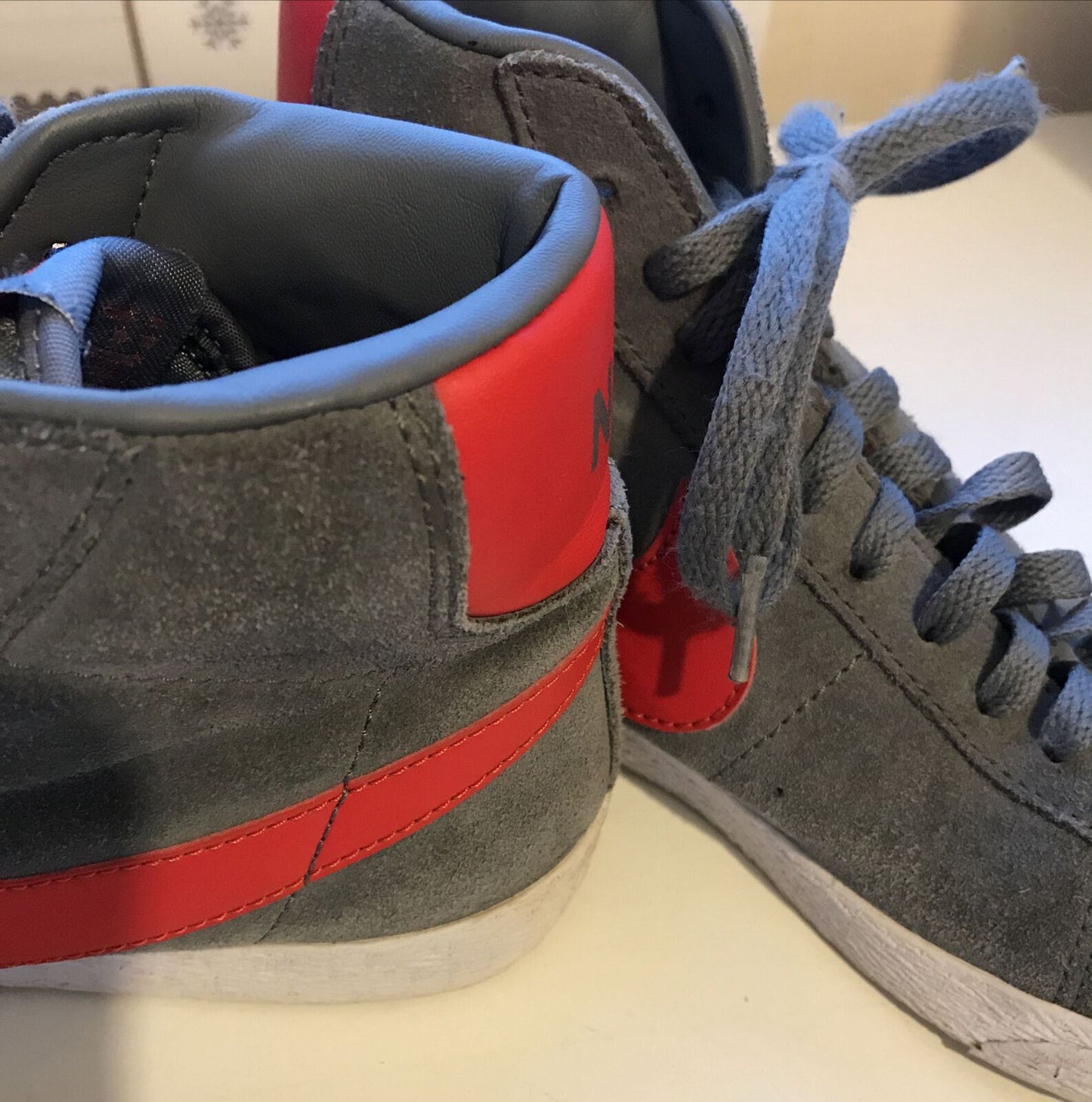 Nike Blazer Mid 77 UK 4 / 36.5 Grey And Red. Suede. High Tops, Baseball Boots Trainers