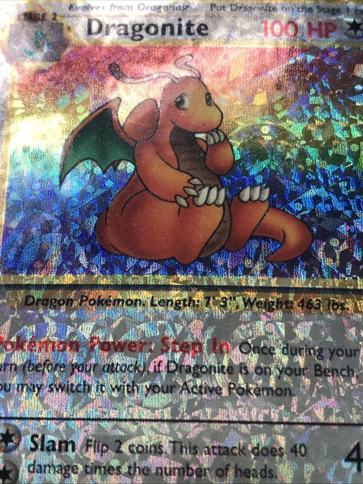 Vintage 1999 WOTC DRAGONITE HOLO VENDING STICKER NOT CARD 19/62 Pokemon Vgc Foss