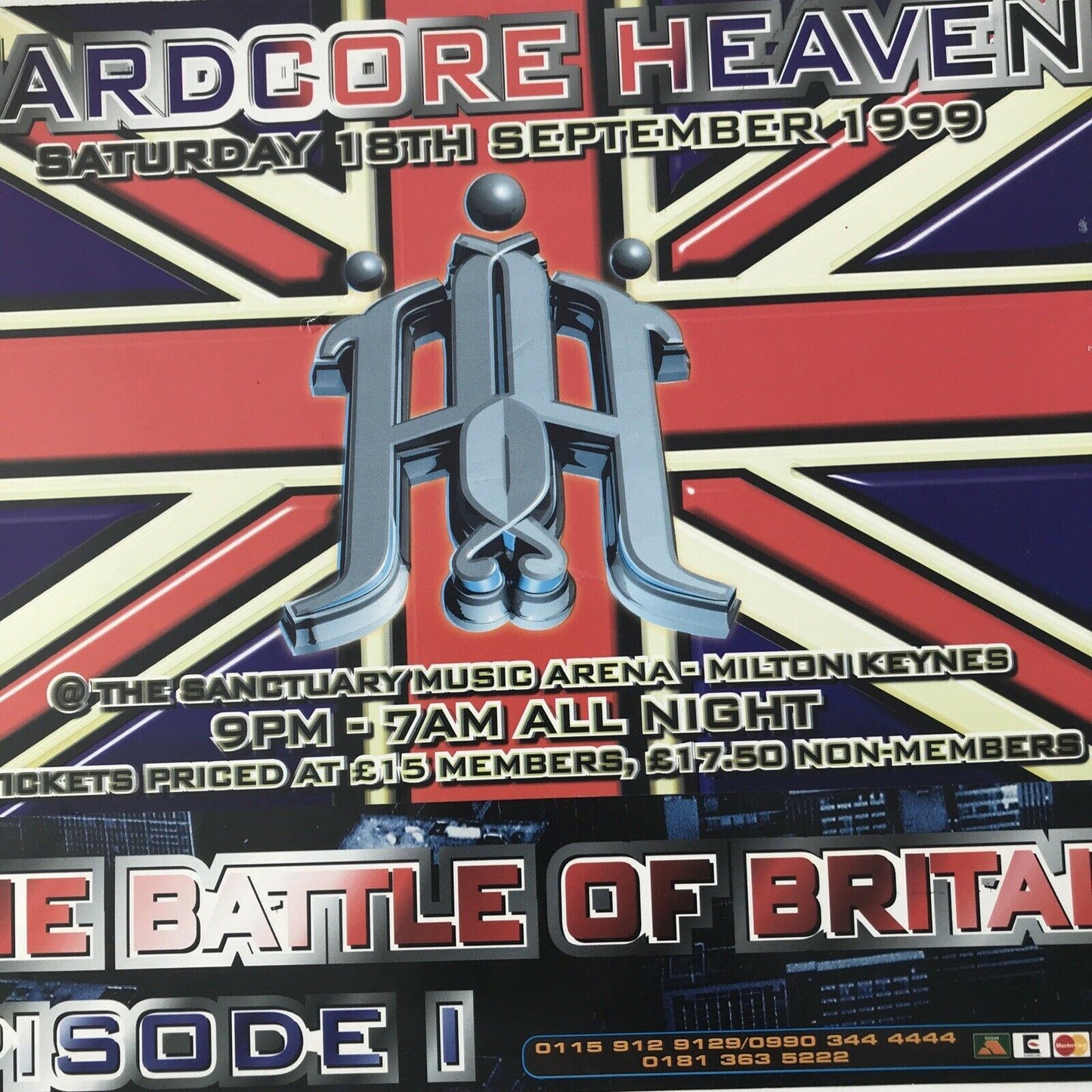 90s Y2K RAVE Memorabilia Flyer HARDCORE HEAVEN BATTLE OF BRITAIN 1999 Sanctuary